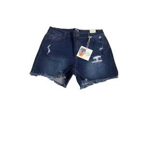 NEW CURVE MARKET women's wax jean short in dark wash denim